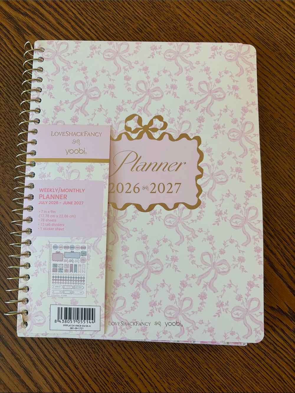 LoveShackFancy Pink and Gold 2026–2027 Planner